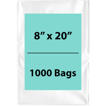 Clear Poly Bags 3 Mil Size: 8 inch (width) X 20 inch (Height) Pack 1000 Bags